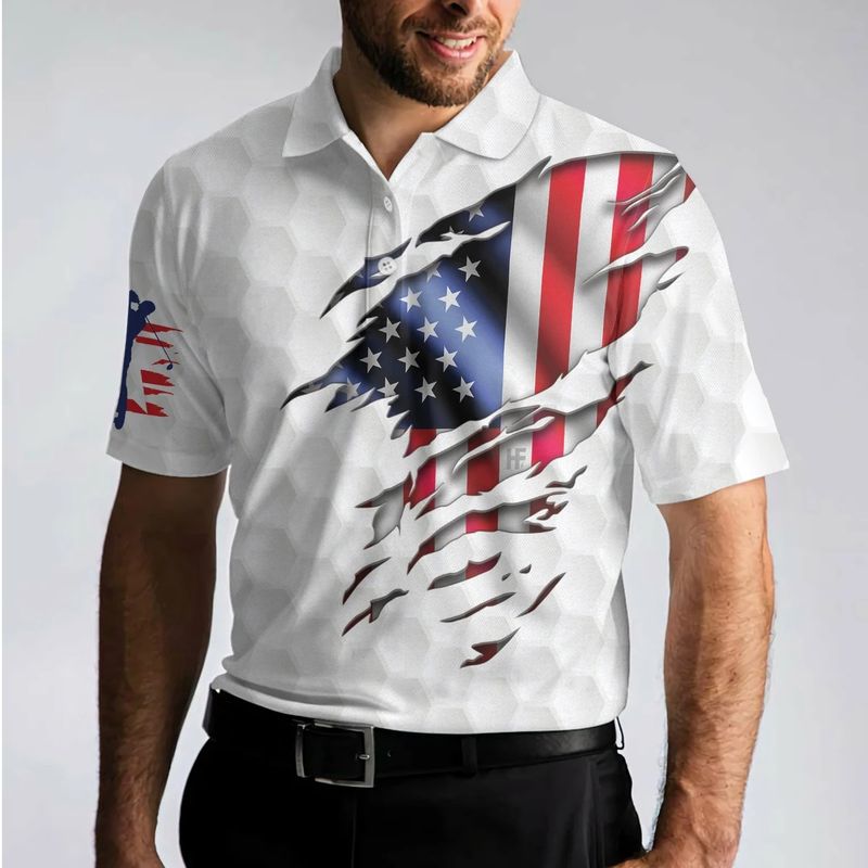 Golf American Flag Polo Shirt3