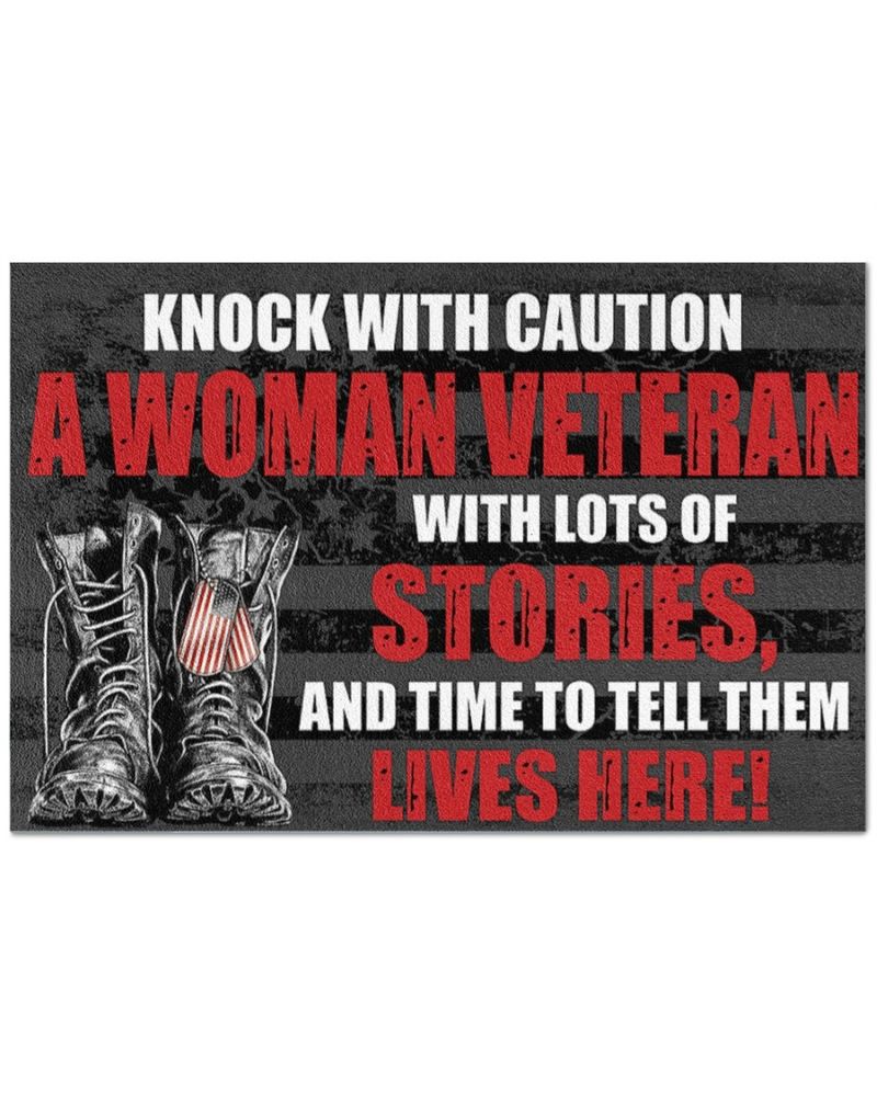 Knock with caution a woman veteran doormat