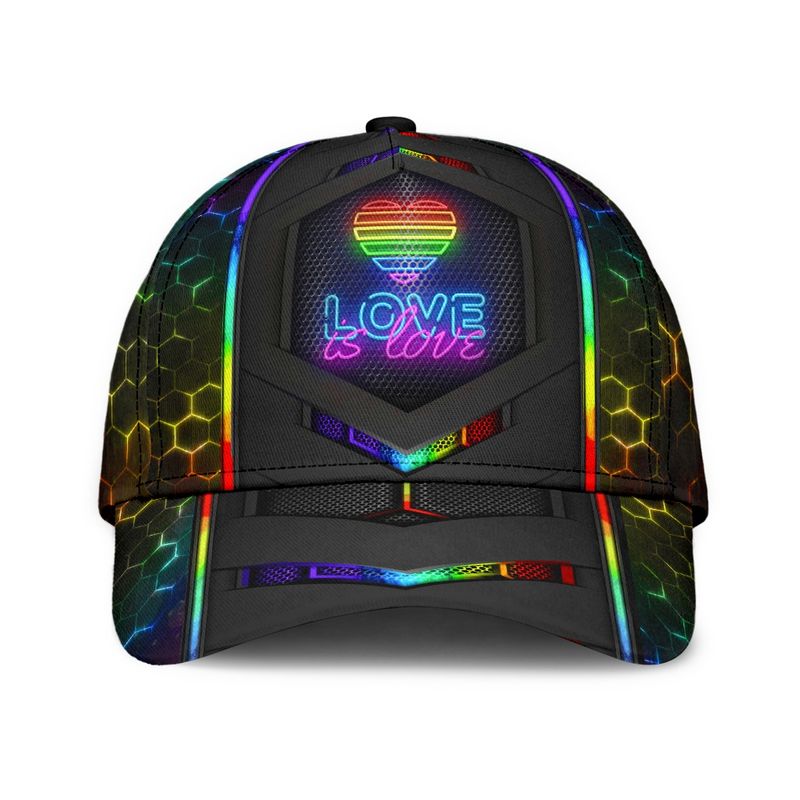 LGBT neon hexagon love is love cap
