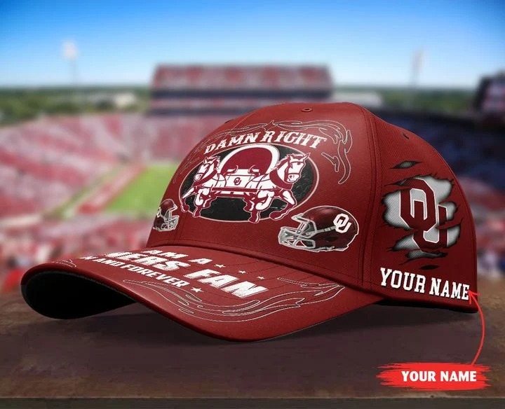 OKSO Damn right I am a Sooners Fan now and forever custom name cap3