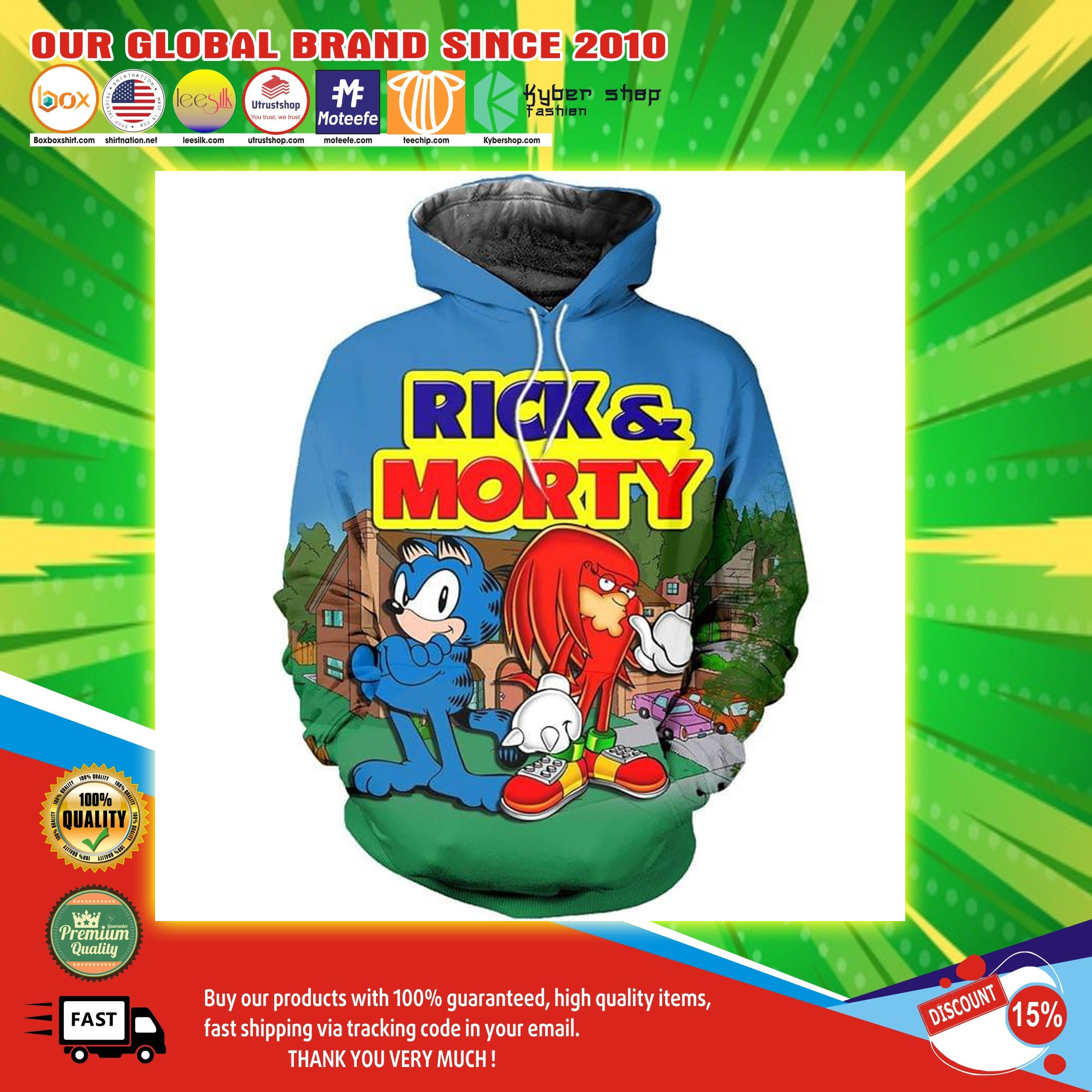 Rick and morty Sonic the hedgehog 3d hoodie3