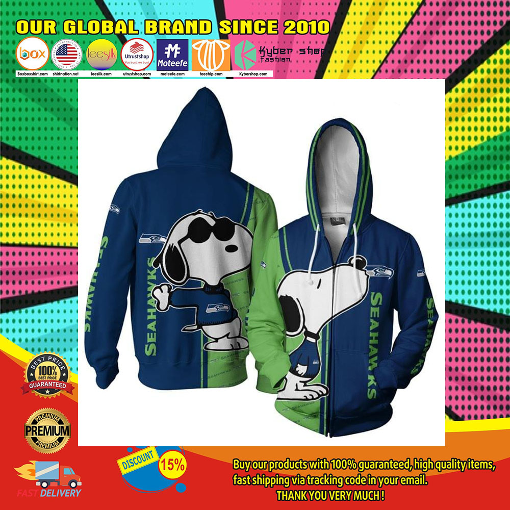 Seattle Seahawks Logo Snoopy dog 3d Over Print Hoodie1