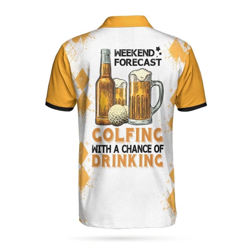 Skeleton weekend forecast colfing with a chance of dringking polo shirt3 1