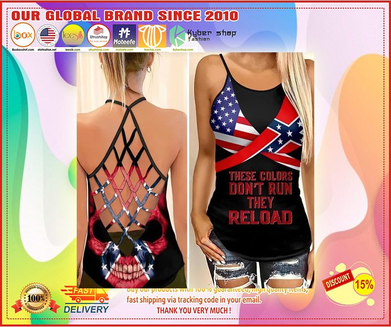 Skull American flag These colors dont run they reload cross camisole Strappy tank top4