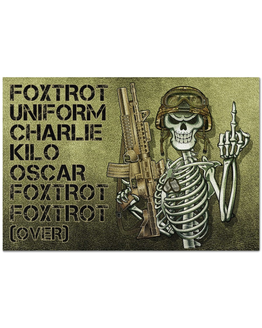 Skull Skeleton foxtrot uniform charlie kilo oscar foxtrot doormat