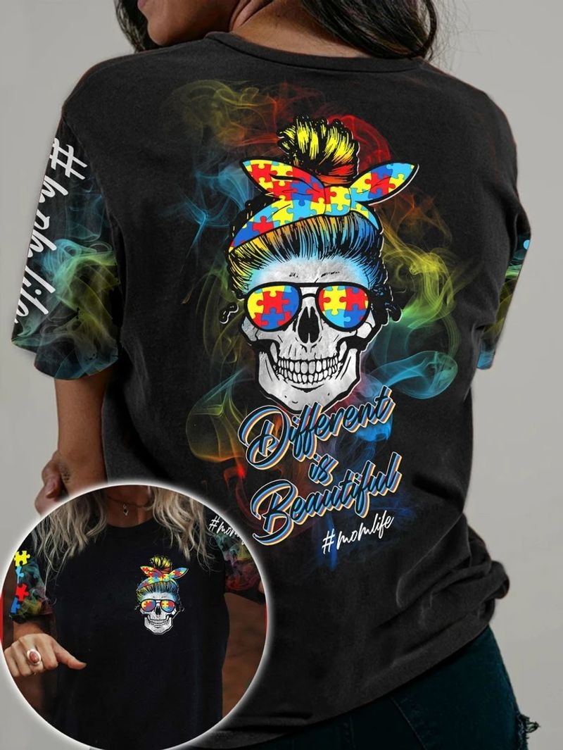 Skull different is beatiful momlife 3D hoodie