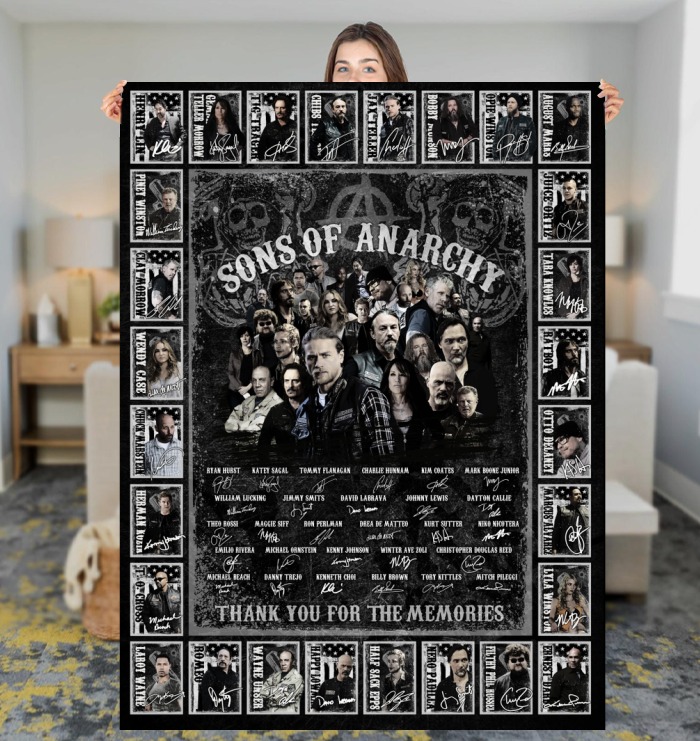 Sons of anarchy signatures thank you for the memories blanket 1