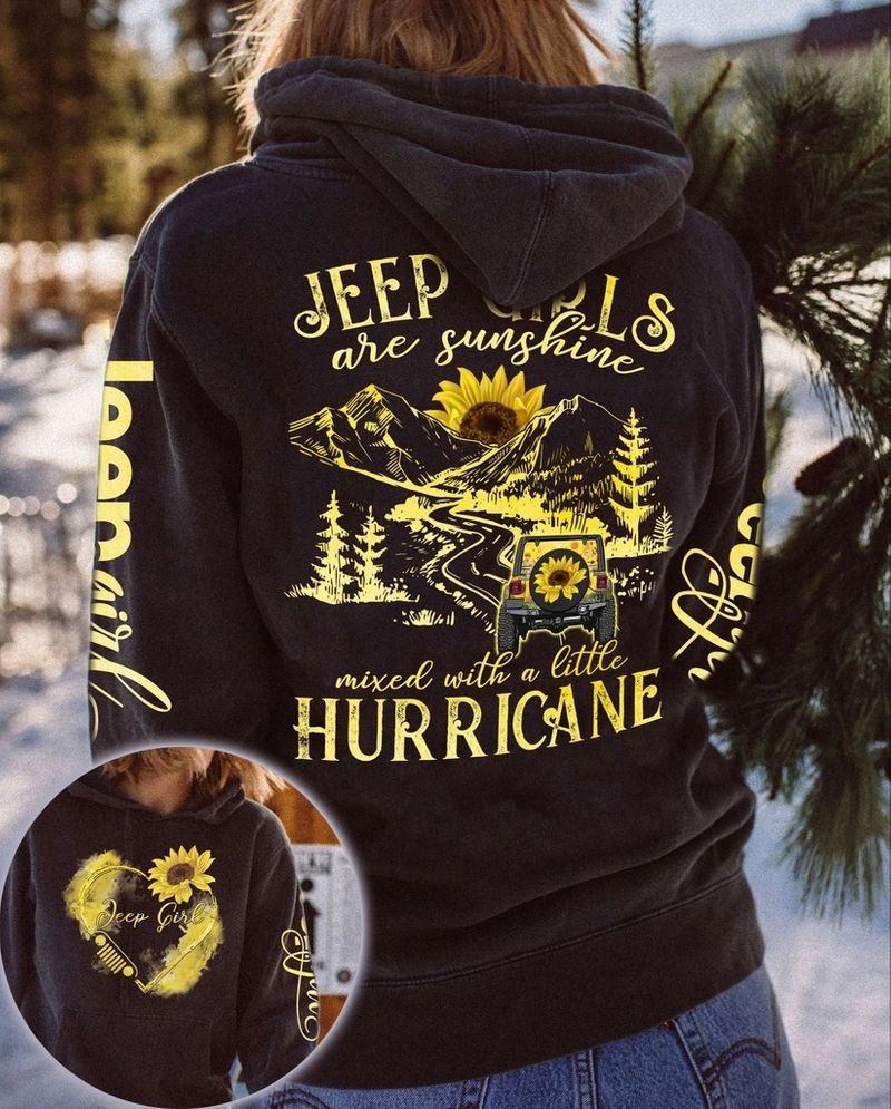 Sunflower jeep girls are sunshine mixed with a little hurricane 3D hoodie 2