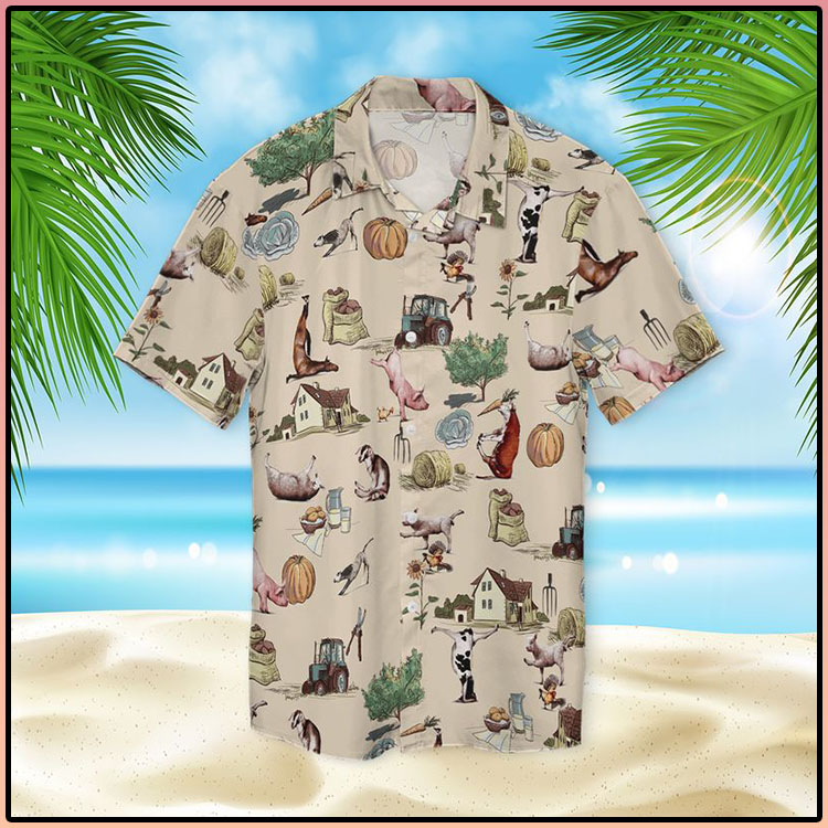 Farm Animal Yoga Pose Hawaiian Shirt3