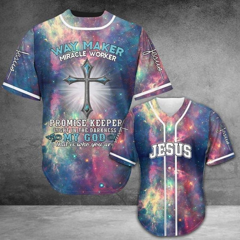 Jesus Way Maker Miracle Worker Baseball Shirt