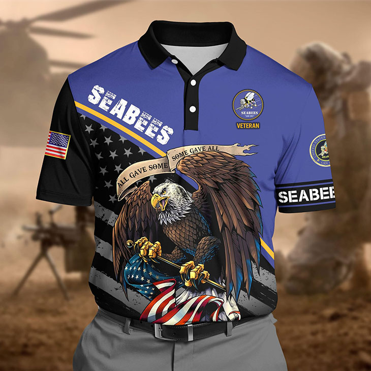 Eagle Seabees Veteran Veteran Force All Gave Some Some Gave All Polo Shirt 1