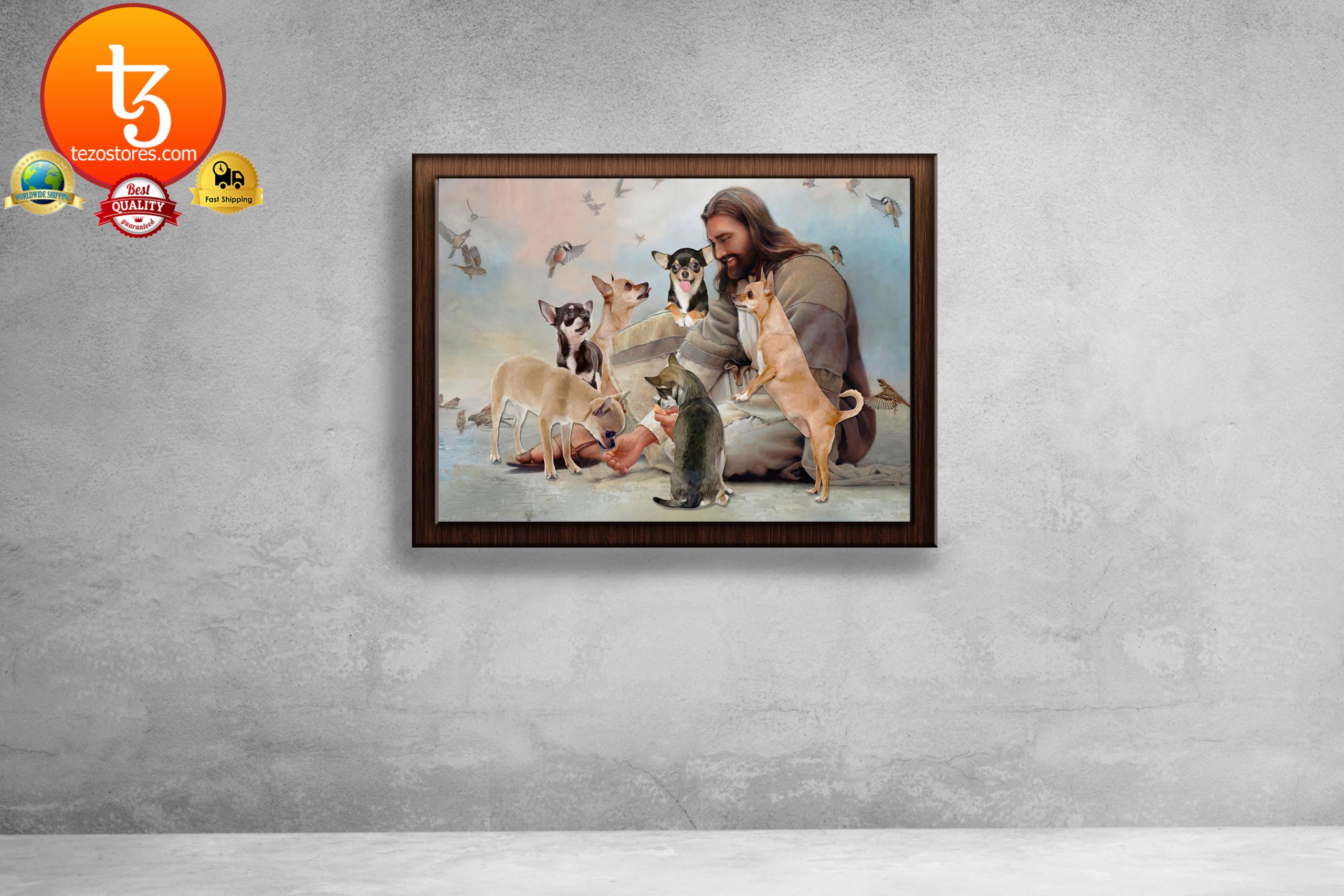 God surrounded by Chihuahua angels Poster1