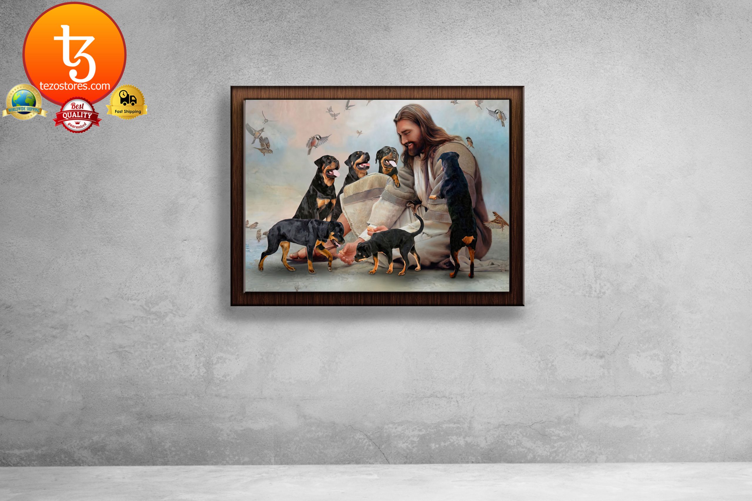 God surrounded by Rottweiler angels Poster1