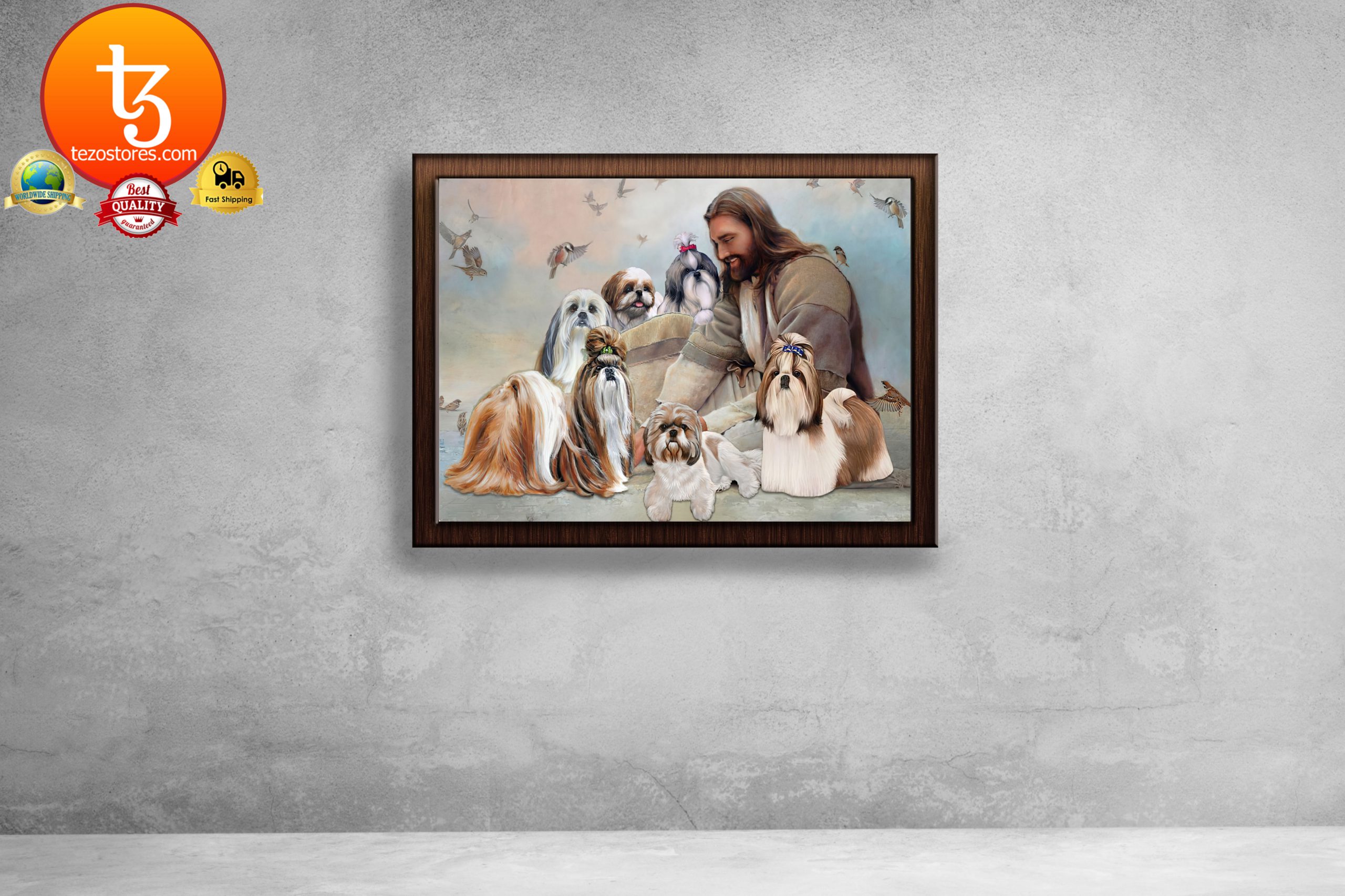 God surrounded by Shih Tzu angel Poster1