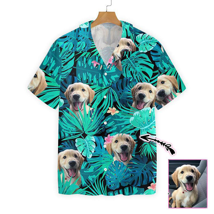 Golden Retriever Custom Photo Hawaiian Shirt
