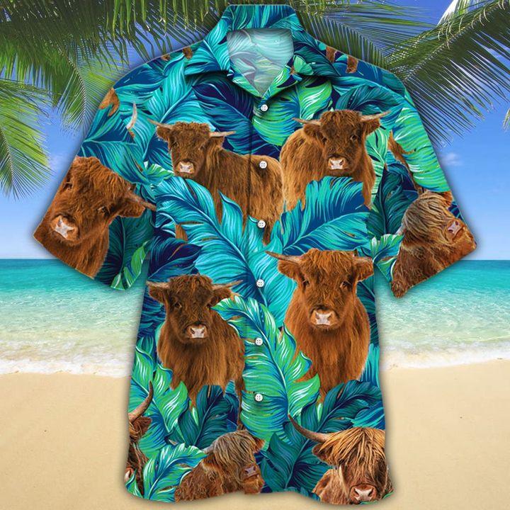 Highland cattle Hawaiian shirt and short
