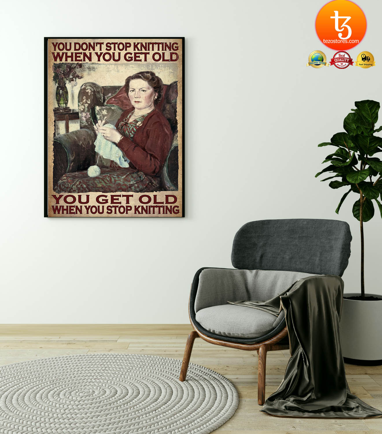 You dont stop knitting when you get old you get old when you stop knitting poster1