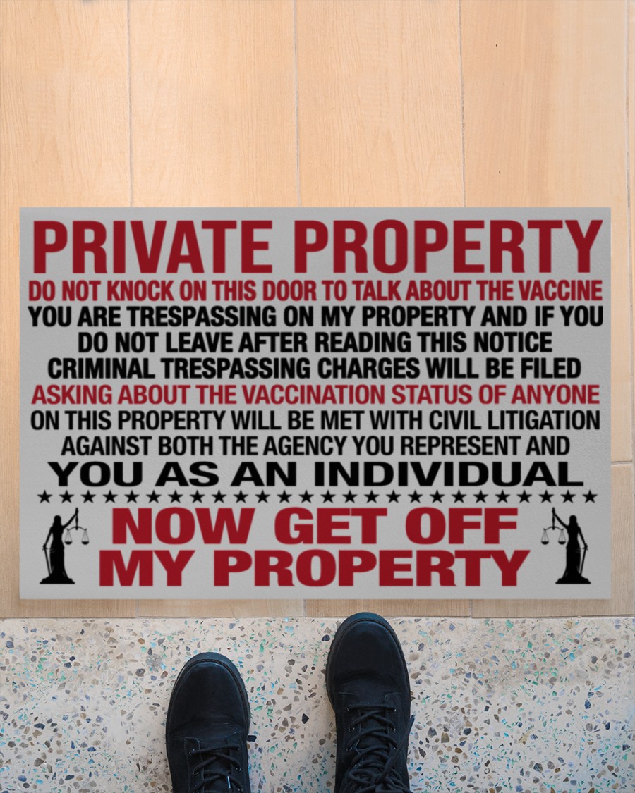 Doormat Private Property Do Not Knock On This Door To Talk About The Vaccine