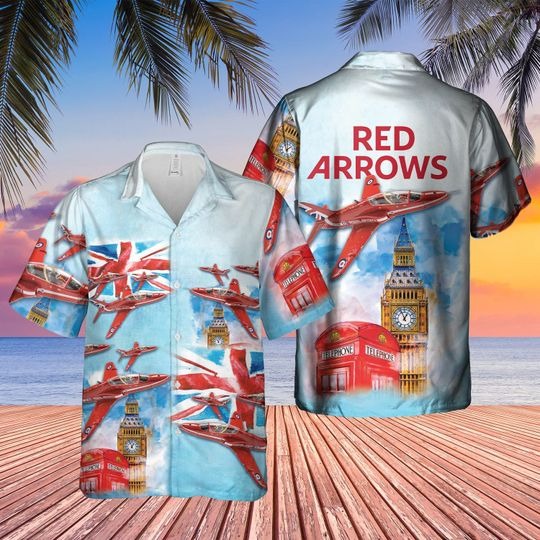 Red arrows raf air show hawaiian shirt 1