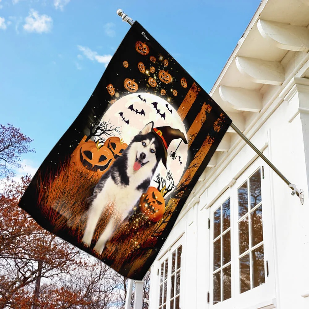 Husky pumpkins Halloween flag 2