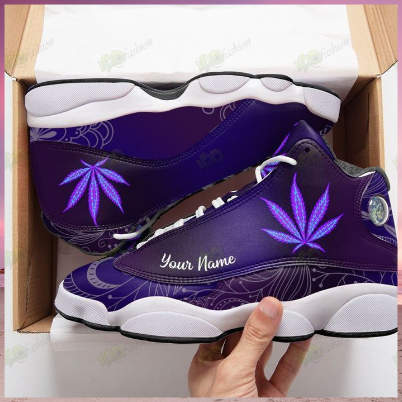 Purple weed custom personalized name Air Jordan 13 shoes 3