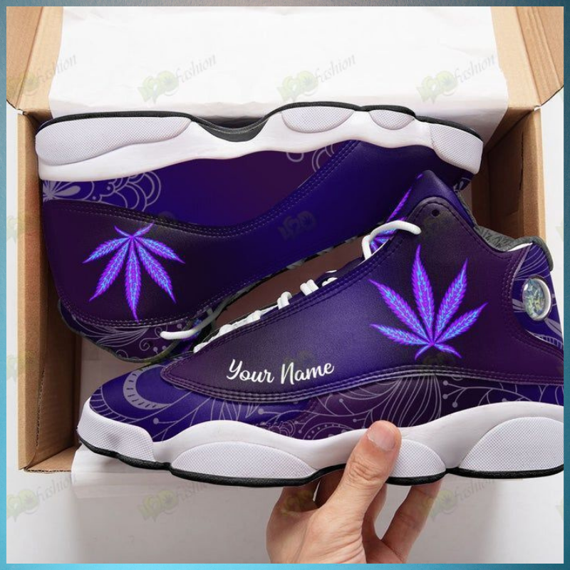 Purple weed custom personalized name Air Jordan 13 shoes 4