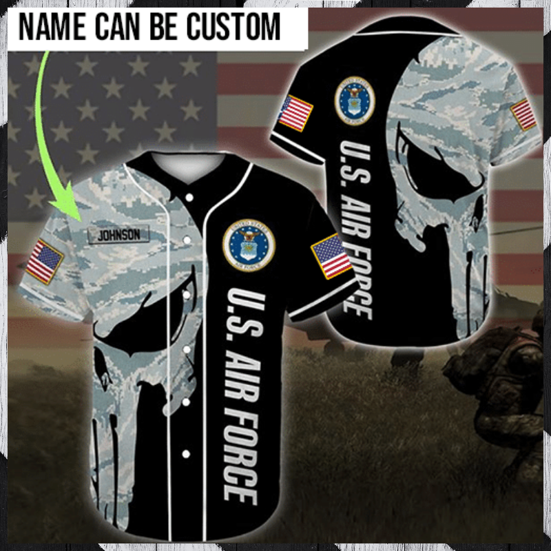 Skull US Airforce custom personalized name baseball jersey 1