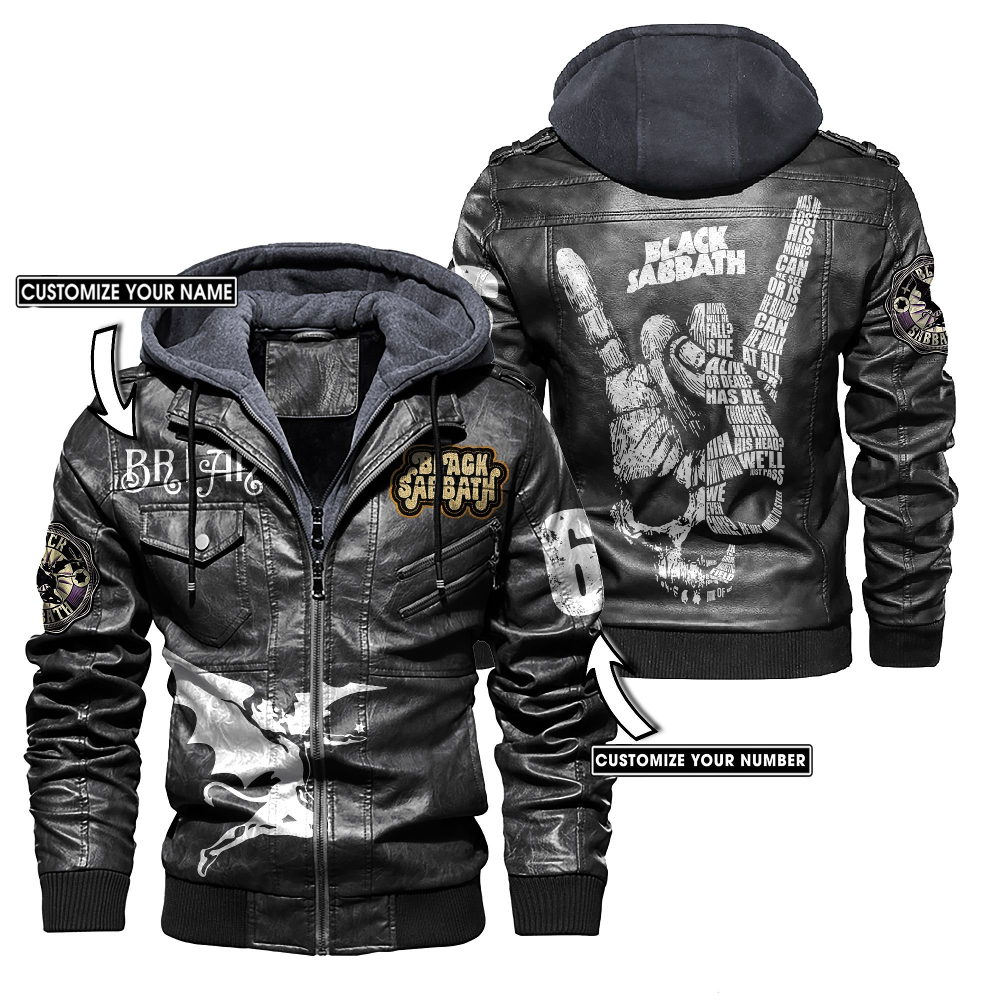 Black Sabbath skull custom leather jacket