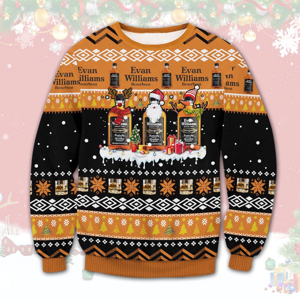 HOT Evan Williams Bourbon ugly Christmas sweater 1