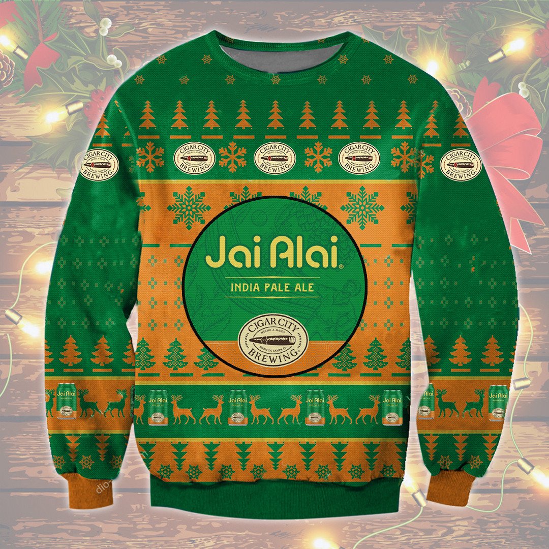 HOT Cigar City Jai Alai Ipa Beer ugly Christmas sweater 1