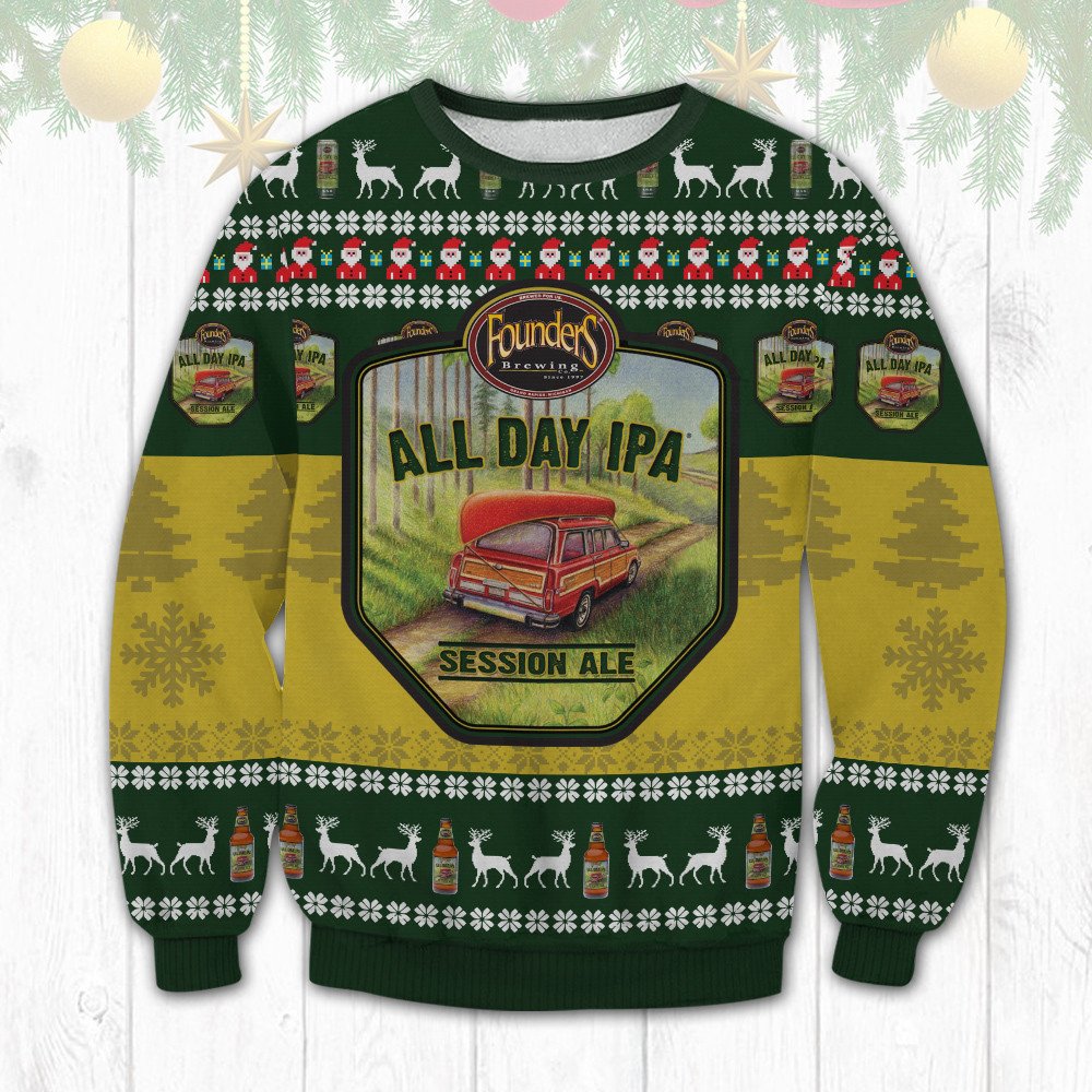 HOT Founders All Day IPA ugly Christmas sweater 1