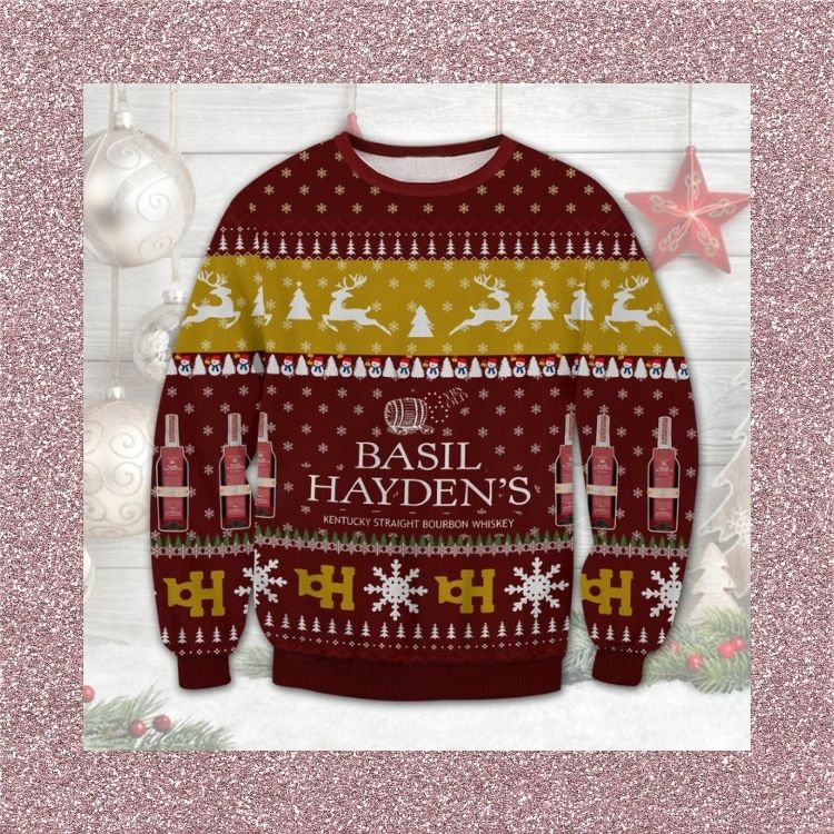 NEW Basil Haydens Bourbon Whiskey ugly Christmas sweater 3