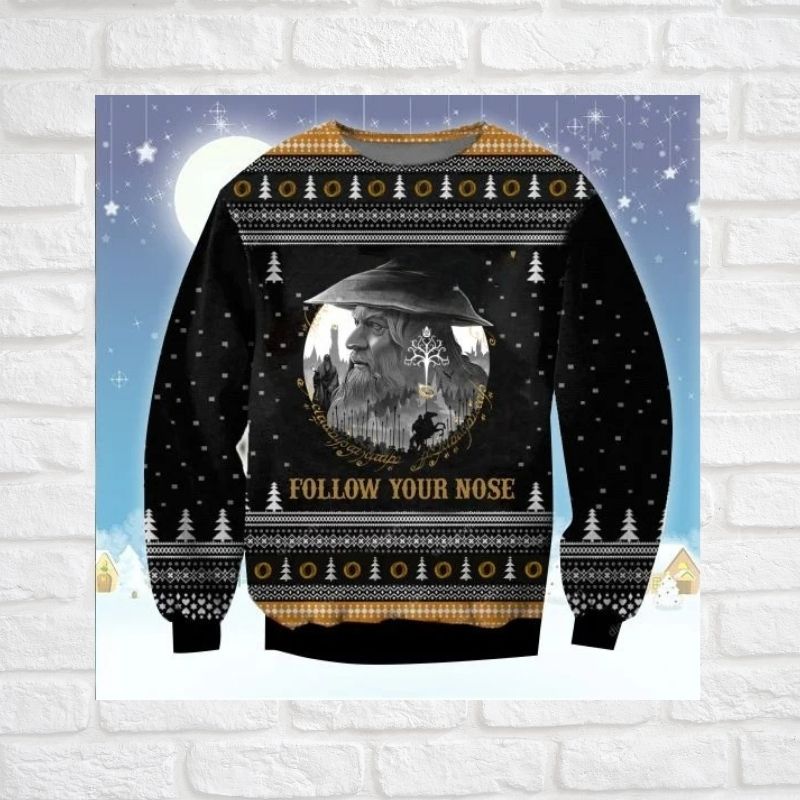 HOT Gandalf lord of the rings follow your nose christmas sweater 3