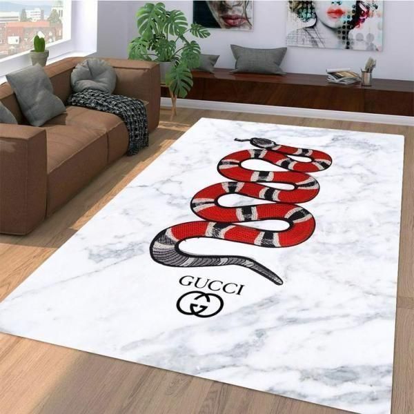 Gucci red Snake white rug 1