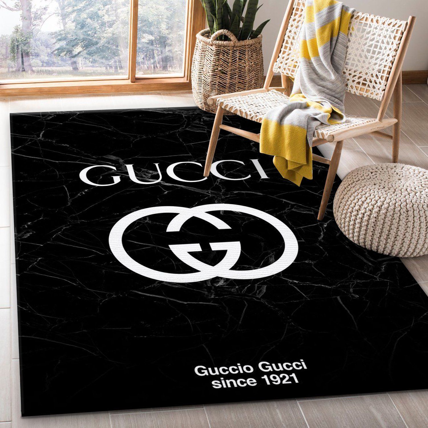 Guccio Gucci since 1921 Black Marmo rug 3