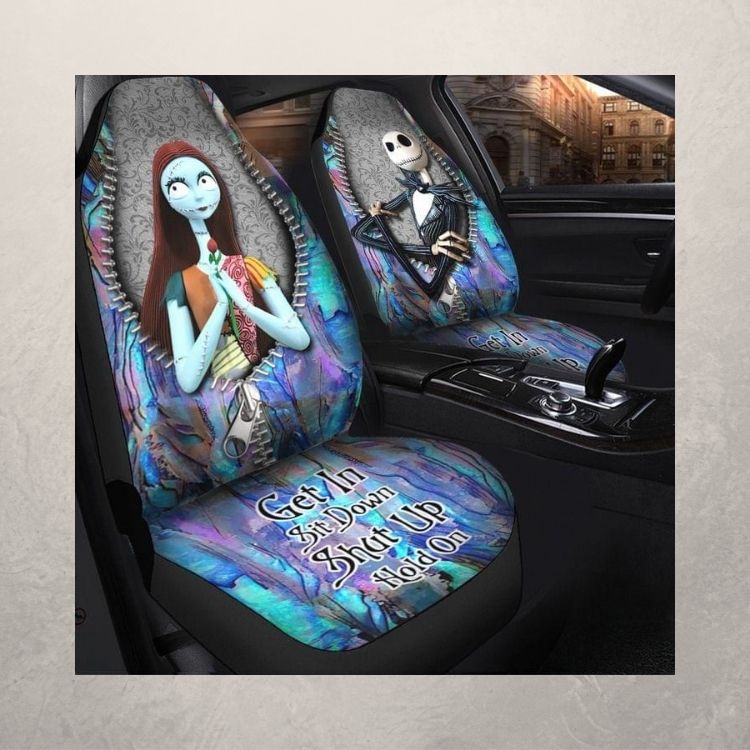 NEW Nightmare Jack Skellington and Sally get in sit down shut up car seat covers 3