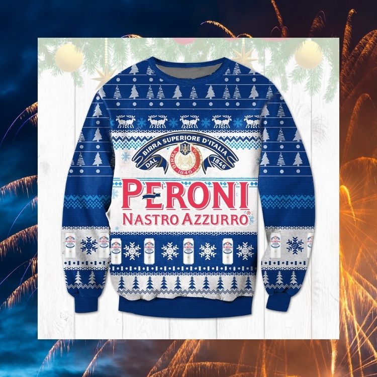 NEW Peroni Nastro Azzurro Import Lager Beer ugly Christmas sweater 3
