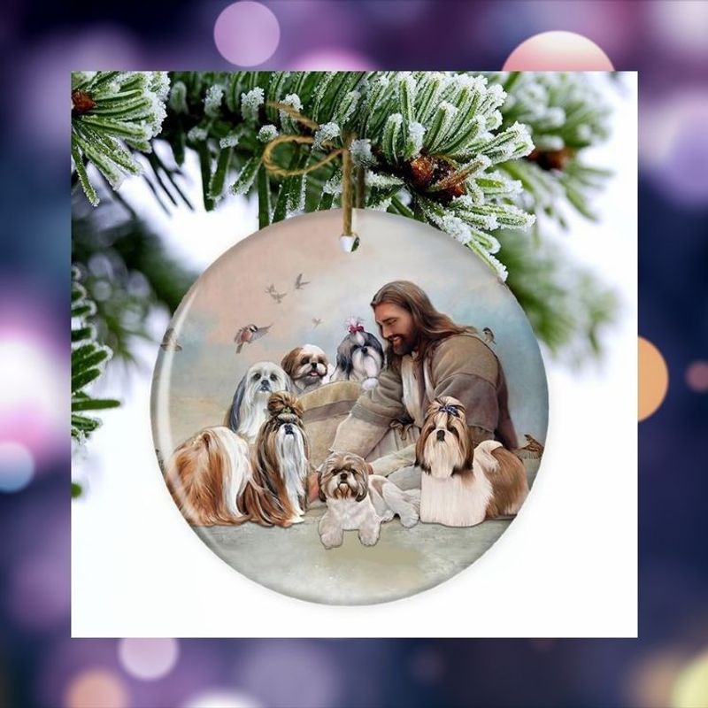 NEW Jesus Surrounded By Lambs Christmas hanging ornament 1