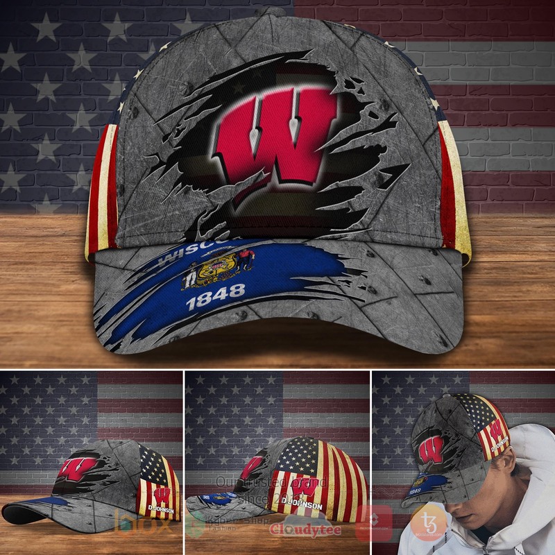 HOT_National_Football_League_Wisconsin_Badgers_Custom_Name_Cap