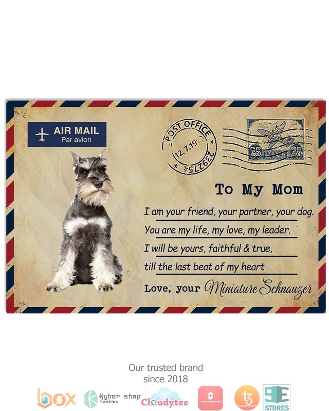 Air_Mail_To_my_mom_Grey_Miniature_Schnauzer_Poster