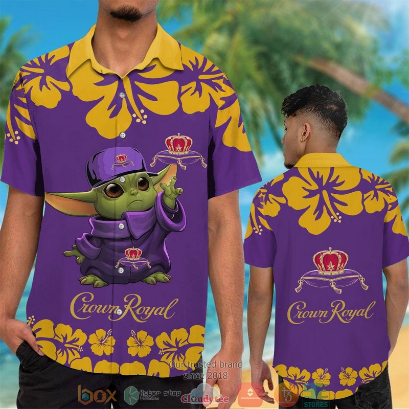 HOT Baby Yoda Crown Royal Purple Hibiscus 3d Hawaiian Shirt - Express ...