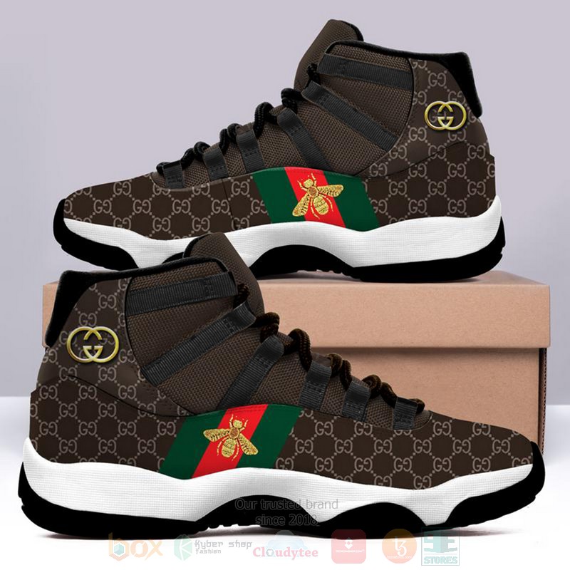 HOT Gucci Bee Dark Brown Air Jordan 11 Sneakers Shoes - Boxbox Branding ...