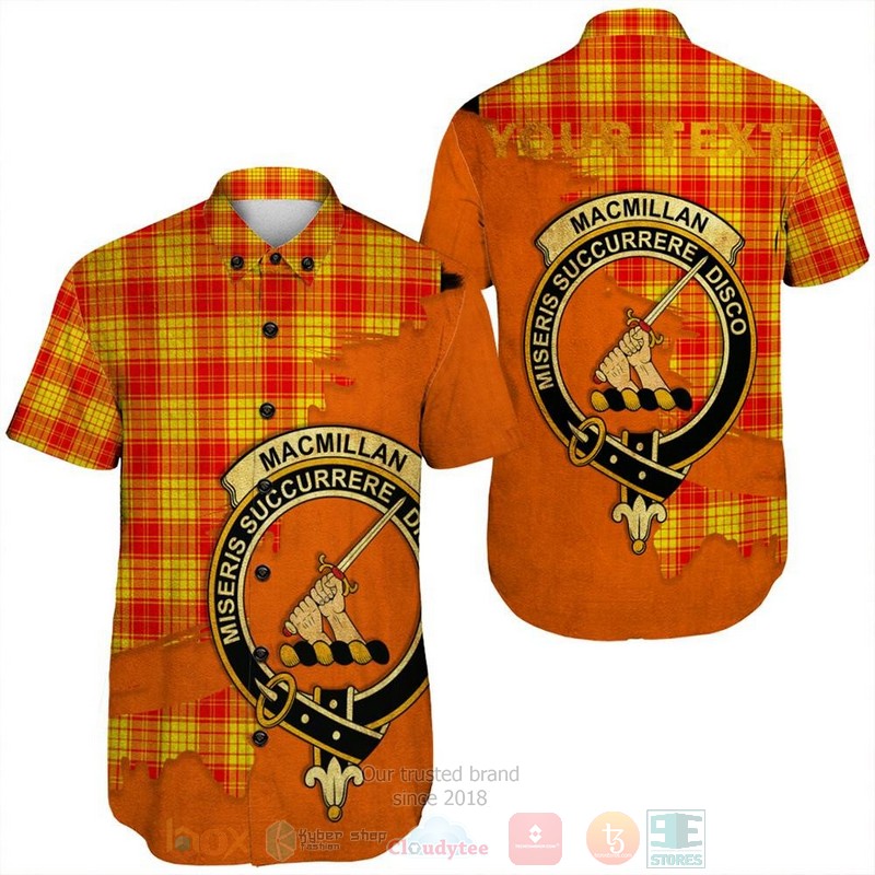 MacMillan_Hunting_Ancient_Tartan_Crest_Custom_Name_Short_Sleeve_Hawaiian_Shirt