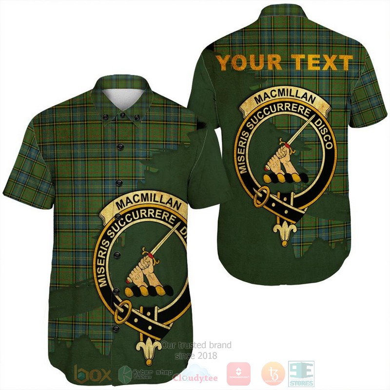MacMillan_Hunting_Modern_Tartan_Crest_Custom_Name_Short_Sleeve_Hawaiian_Shirt