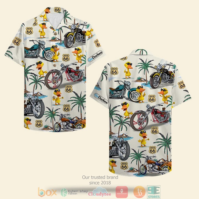 Biker_Duck_Duck__Classic_Motorcycles_Pattern_Hawaiian_Shirt