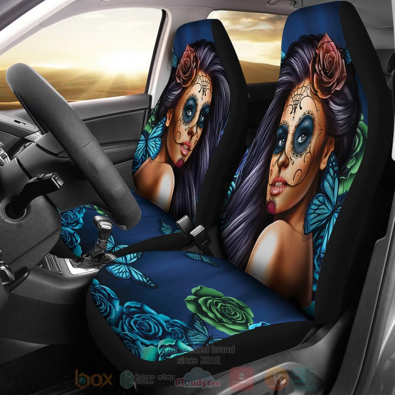 Calavera_Blue_Car_Seat_Cover