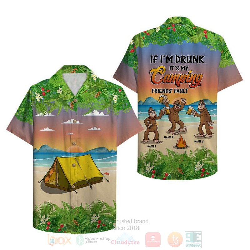 Camping_Bigfoots_If_I_Am_Drunk_Its_My_Camping_Friends_Fault_Custom_Name_Hawaiian_Shirt