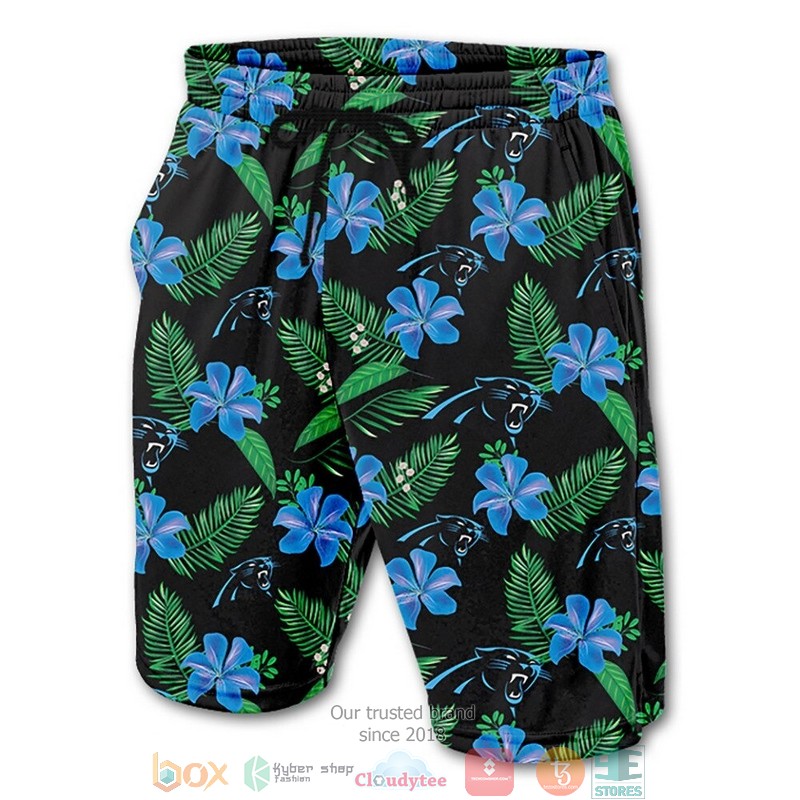 Carolina_Panthers_Hibiscus_Hawaiian_Shorts