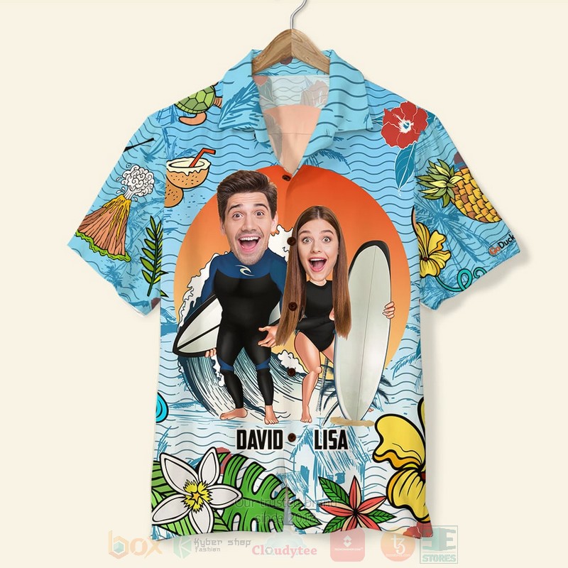 Custom_Surfing-Laughing_Couple_Hawaiian_Shirt_Short_1