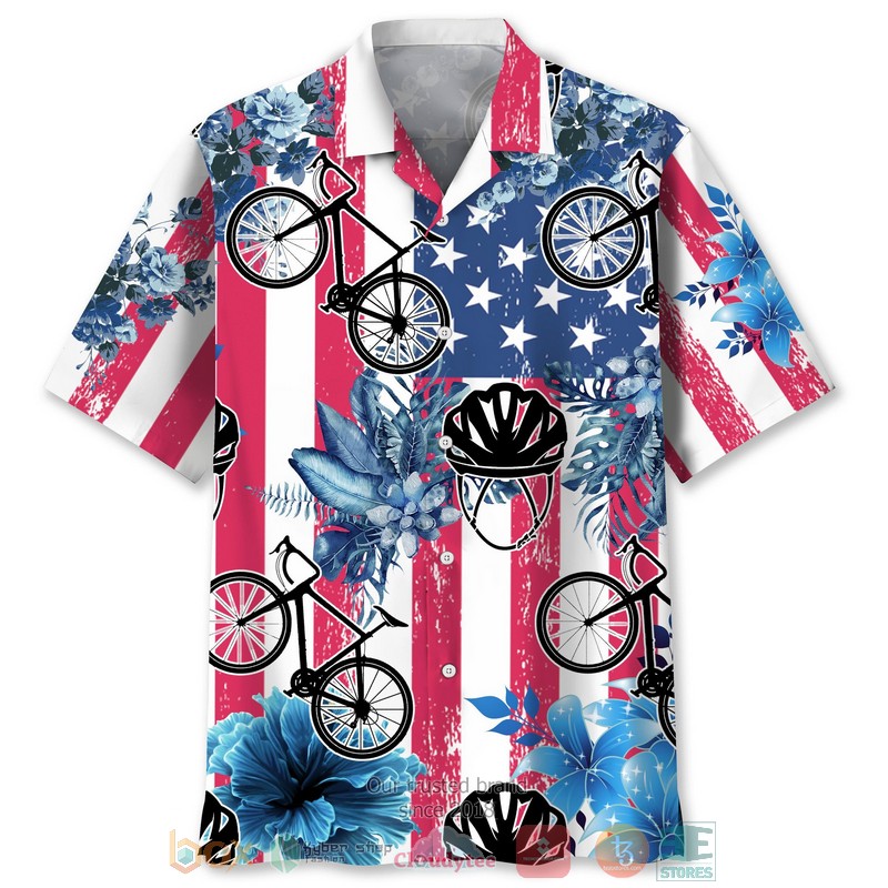 Cycling_USA_flag_Nature_Hawaiian_Shirt